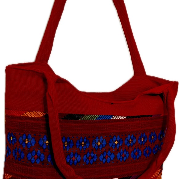 VYG BOHO HIPPIE Shoulder BAG Woven handbag purse Festival Red handles straps - Picture 5 of 9